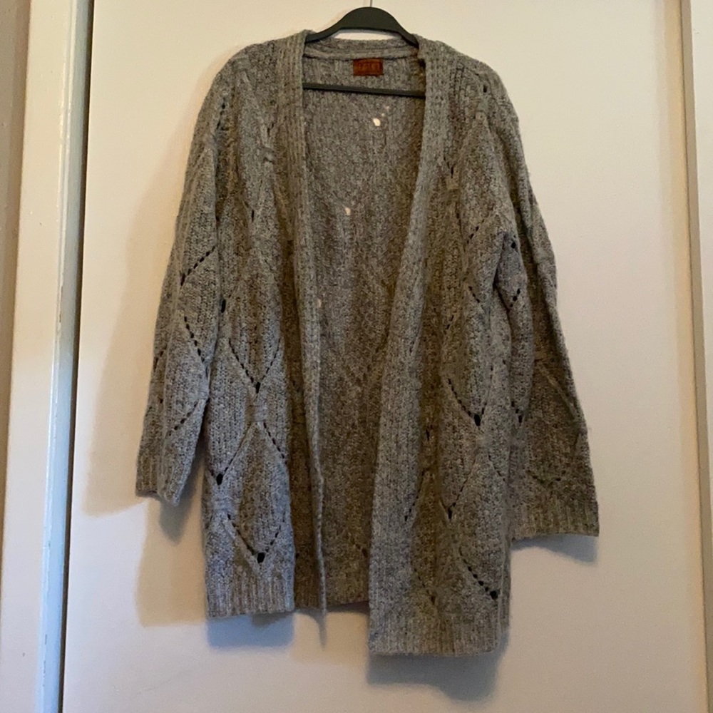 Gray Cotton and Acrylic Cardigan